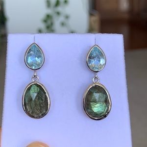 Natural Blue Topaz and Labradorite Earrings